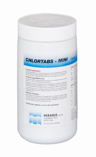 Chlortabs Mini, langsamlöslich, organische Chlortabletten (20 g), ca. 90% Chlorgehalt, 1,0 kg Dose