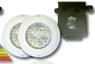 LED-Lichtset 2 aus 2 x COMBI POWER Line LED Scheinwerfer, weiß, RGB-Farblicht und Trafo